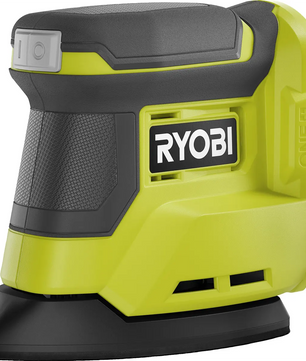 Der Ryobi RPS18-0 Delta Akku-Handschleifer in grün von Ryobi ist ein kabelloser Handschleifer, hier in der Seitenansicht.