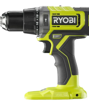 Der Ryobi ONE+ RPD18-2C42S Akku-Schlagbohrschrauber in Grün von Ryobi ist seitlich auf weißem Hintergrund abgebildet. Ideal als 18-V-Werkzeug für vielseitige Bohrarbeiten.