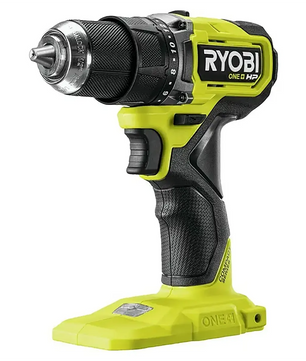 Ein grüner RYOBI 18V ONE+ HP Compact RDD18C1-0 C Akku-Bohrschrauber mit Schnellspannfutter, ergonomischem Griff und dem innovativen ONE+ HP Compact-Design.