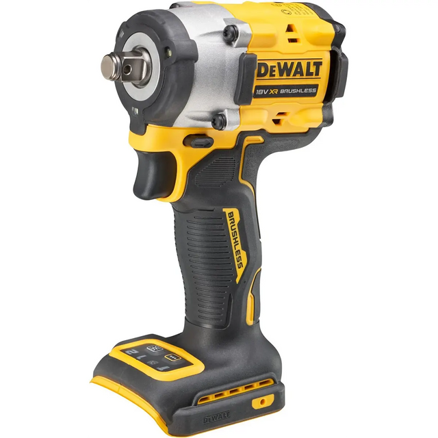 Abgebildet ist ein gelber DEWALT DCF921 Akku-Schlagschrauber ohne Akku, ausgestattet mit einem 18V XR bürstenlosen Motor.