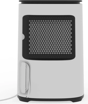 Der MeacoDry Arete One 10L Luftentfeuchter in Weiß verfügt über eine Front aus Netzgewebe, ein praktisches, seitlich aufgerolltes Netzkabel und eine integrierte Luftreinigungsfunktion mit HEPA-Filter für sauberere Raumluft.