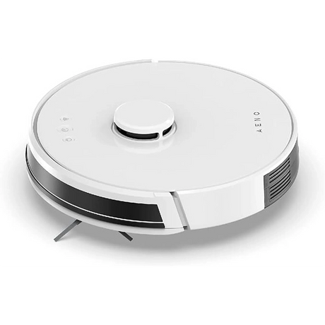 Der AENO RC2S Saugroboter in Weiß ist ein kreisförmiger Staubsaugerroboter mit minimalistischem Design und fortschrittlicher LiDAR-Navigation für eine effiziente Reinigung. Marke: AENO.