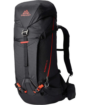 Der Gregory Alpinisto 35 Trekkingrucksack in schwarz von Gregory bietet ein großes Hauptfach und gepolsterte Schultergurte - die ideale alpine Ausrüstung für dein nächstes Bergsteiger-Abenteuer.