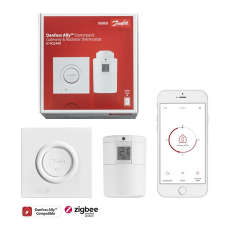 Steuern Sie Ihre Heizung mit dem Danfoss Ally Heizkörperthermostaten - weiß. Genießen Sie intelligentes Temperaturmanagement über Thermostat, Gateway und App - alles von der bewährten Marke Danfoss.