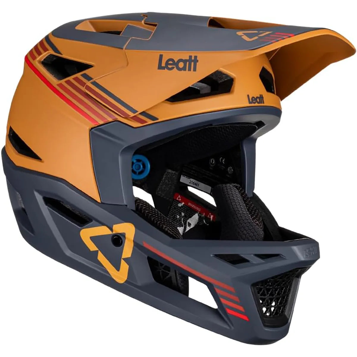 Der Leatt MTB Gravity 4.0 Helm (Größe L, Orange) verfügt über ein Visier, Belüftungslöcher und 360° Turbine Technology für zusätzliche Sicherheit - ideal für Enduro- und Downhill-Fahrten.