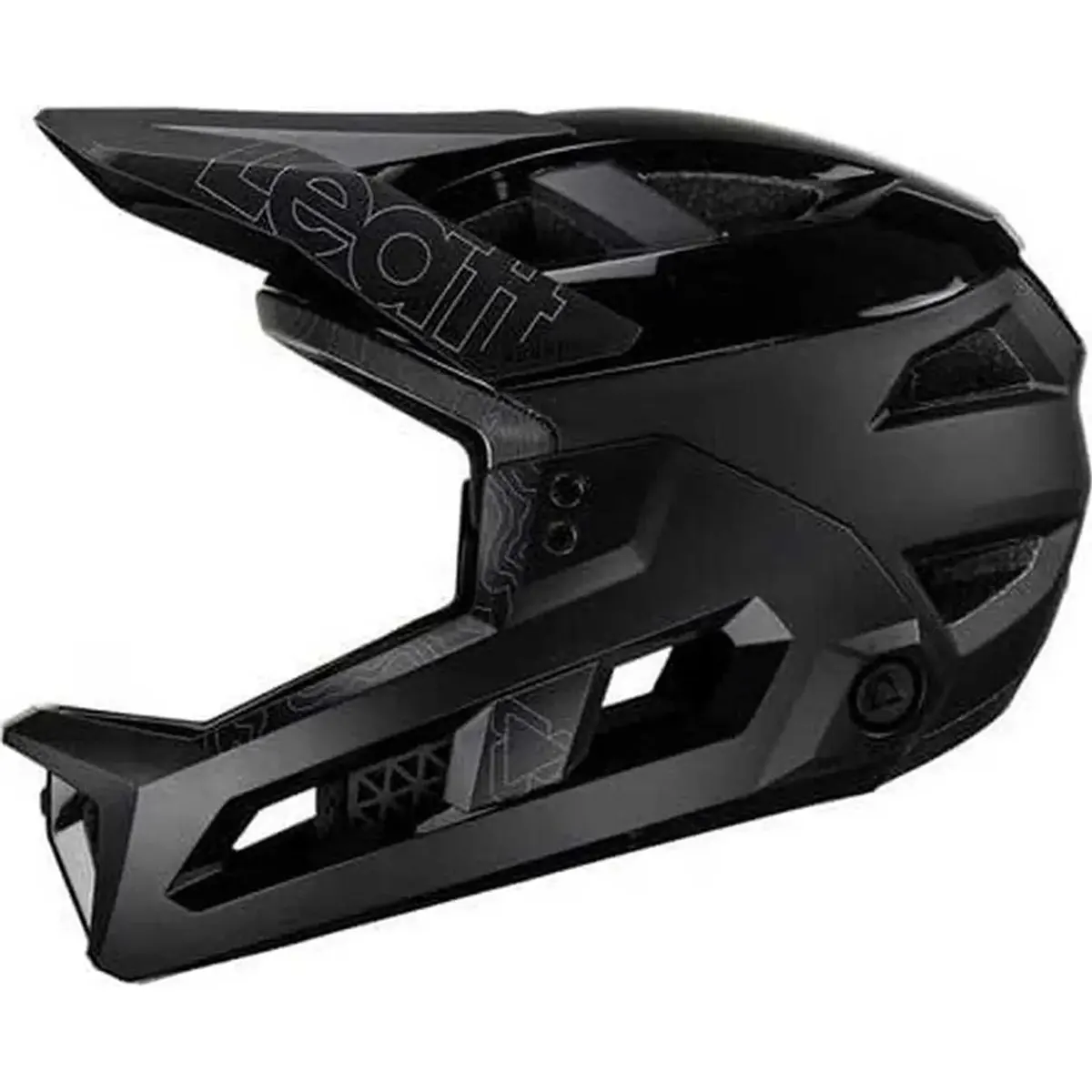 Der Leatt MTB Enduro 3.0 Stealth Helm in Größe S (schwarz) ist ein vielseitiger Fullface-Helm mit Visier und Belüftungsschlitzen - perfekt für alle Ihre Mountainbike-Abenteuer.