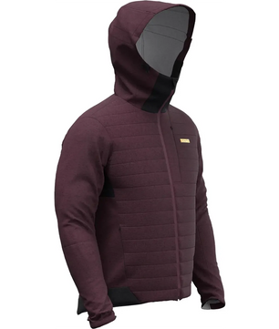 Die Leatt MTB Trail 3.0 Jacke in Größe M - Violett von Leatt verfügt über eine Kapuze, einen Frontreißverschluss, eine horizontale Steppung und schwarze Akzente - perfekt als wasserabweisende Fahrradjacke zum Reiten oder für den Alltag.
