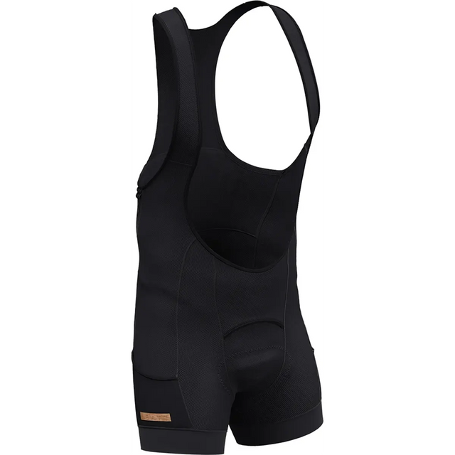Die Gonso Leatt Mtb 4.0 Bib Fahrradhose in Größe S, schwarz, verfügt über Schultergurte und einen gepolsterten Sitz für Komfort und Halt - ideal zum Mountainbiken und auf weißem Hintergrund abgebildet.