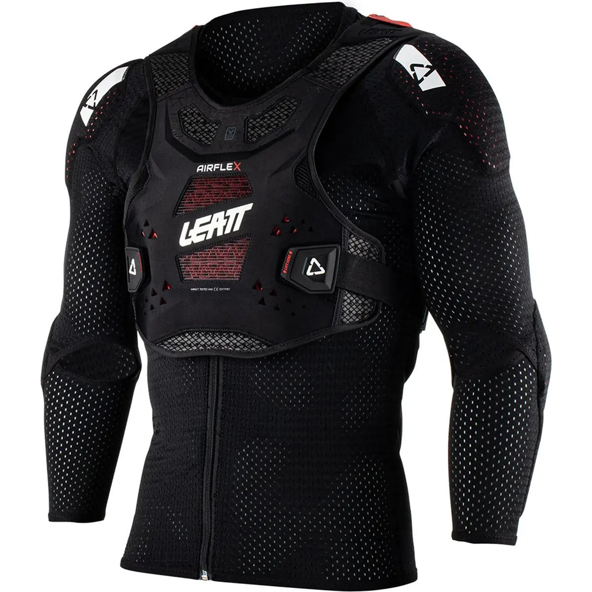 Das Leatt Protektor AirFlex Protektorenshirt in Größe M (schwarz) bietet fortschrittlichen Komfort und Schutz mit AirFlex Technologie - ideal als Motocross Oberkörperschutz oder Mountainbike Protektor. Mit Mesh-Ärmeln, Brustplatte und Leatt-Branding.