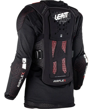 Das Leatt Body Protector AirFlex Woman Protektorenshirt, Größe M in schwarz, bietet Rücken-, Schulter- und Ellbogenschutz - ideal für Frauen, die zuverlässigen Motocross-Schutz und Komfort suchen.