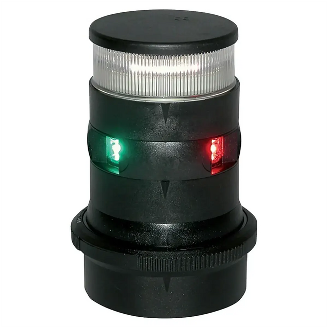 Die Aqua Signal Serie 34 Anker-Navigationslaterne in Schwarz von Aqua Signal verfügt über fortschrittliche LED-Technologie und eignet sich ideal für die Mastmontage an Segelbooten mit beleuchteten Anzeigeabschnitten in Grün und Rot.