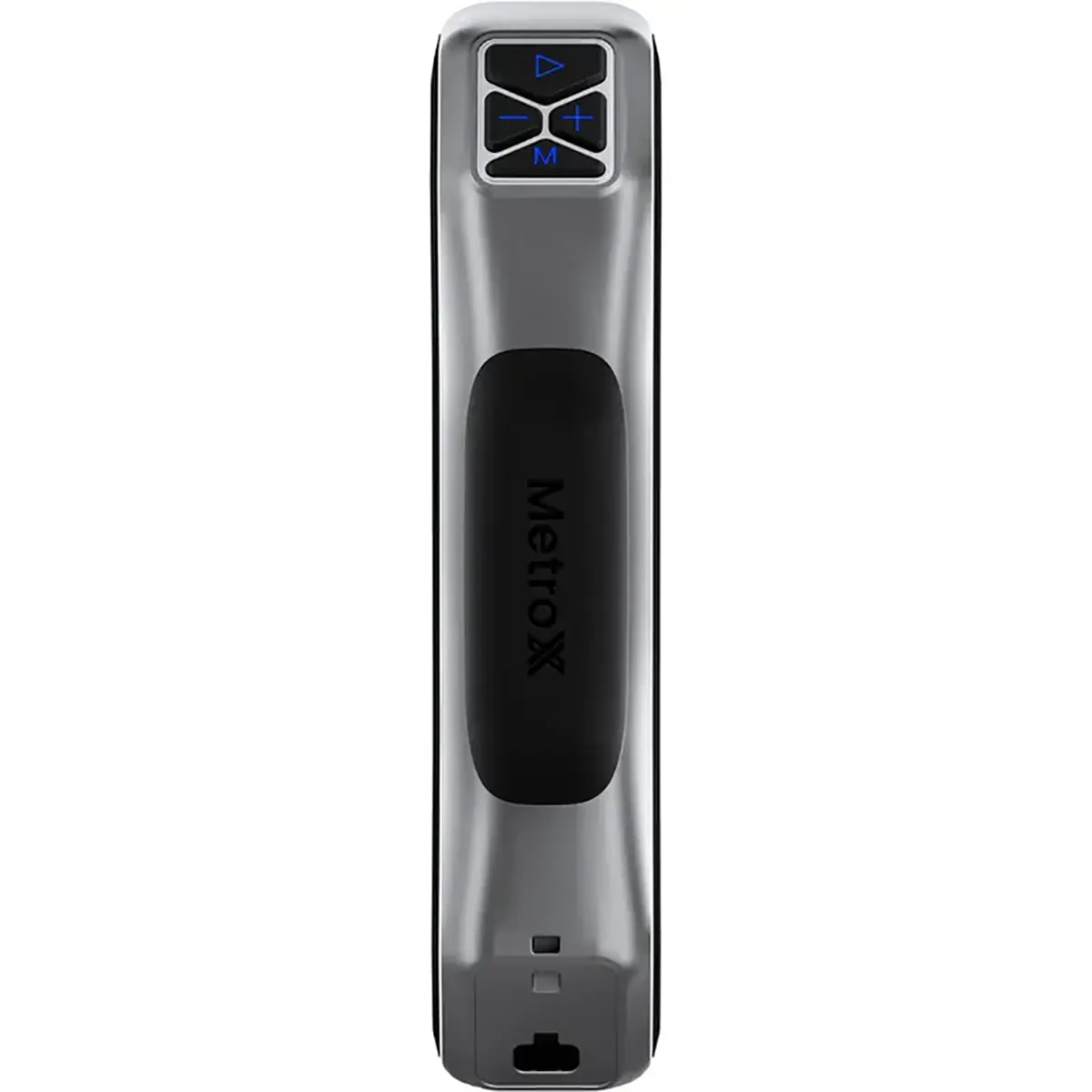 Der Revopoint Metro X Advanced Edition 3D-Scanner in Schwarz bietet hochpräzise 3D-Erfassung mit blauen Laserlinien. Dieses Handgerät verfügt über vier blaue Tasten auf der Oberseite und stammt von der Marke Revopoint.