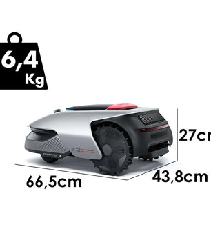 Der DREAME Dreame A2 2000 Rasenmähroboter in Grau verfügt über LiDAR-Navigation, kabellose Begrenzungsfestlegung und komfortables Mähen. Maße: 66,5 x 43,8 x 27 cm, Gewicht: 16,4 kg.