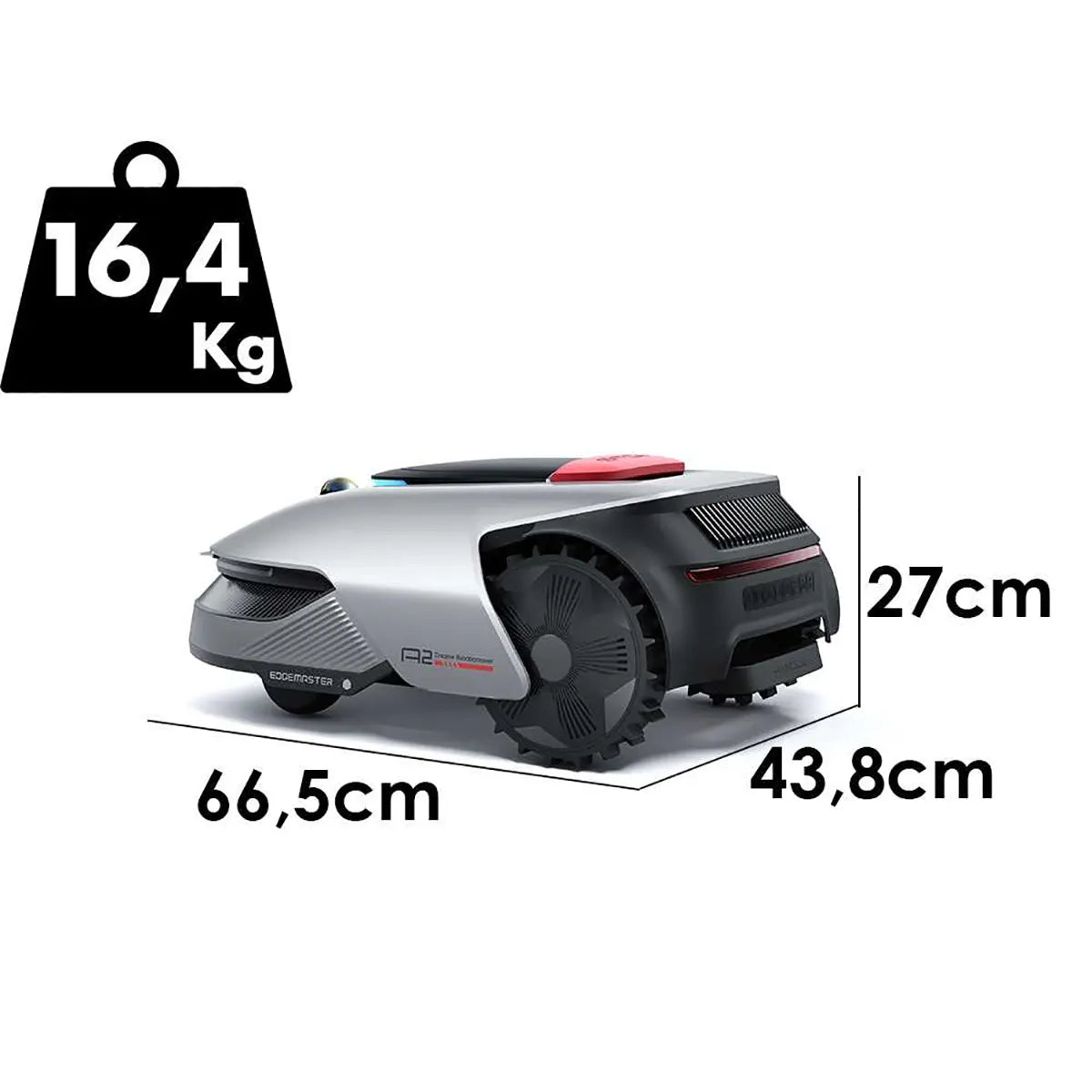 Der DREAME Dreame A2 2000 Rasenmähroboter in Grau verfügt über LiDAR-Navigation, kabellose Begrenzungsfestlegung und komfortables Mähen. Maße: 66,5 x 43,8 x 27 cm, Gewicht: 16,4 kg.