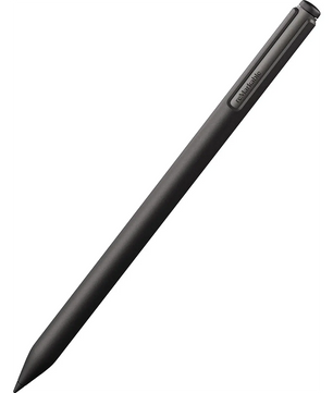 Der reMarkable Marker Plus – schwarz von reMarkable ist ein schwarzer digitaler Stift mit Clip, der schräg auf weißem Hintergrund abgebildet ist – dieser für das reMarkable Paper Pro entwickelte Stylus bietet die Präzision des Marker Plus.