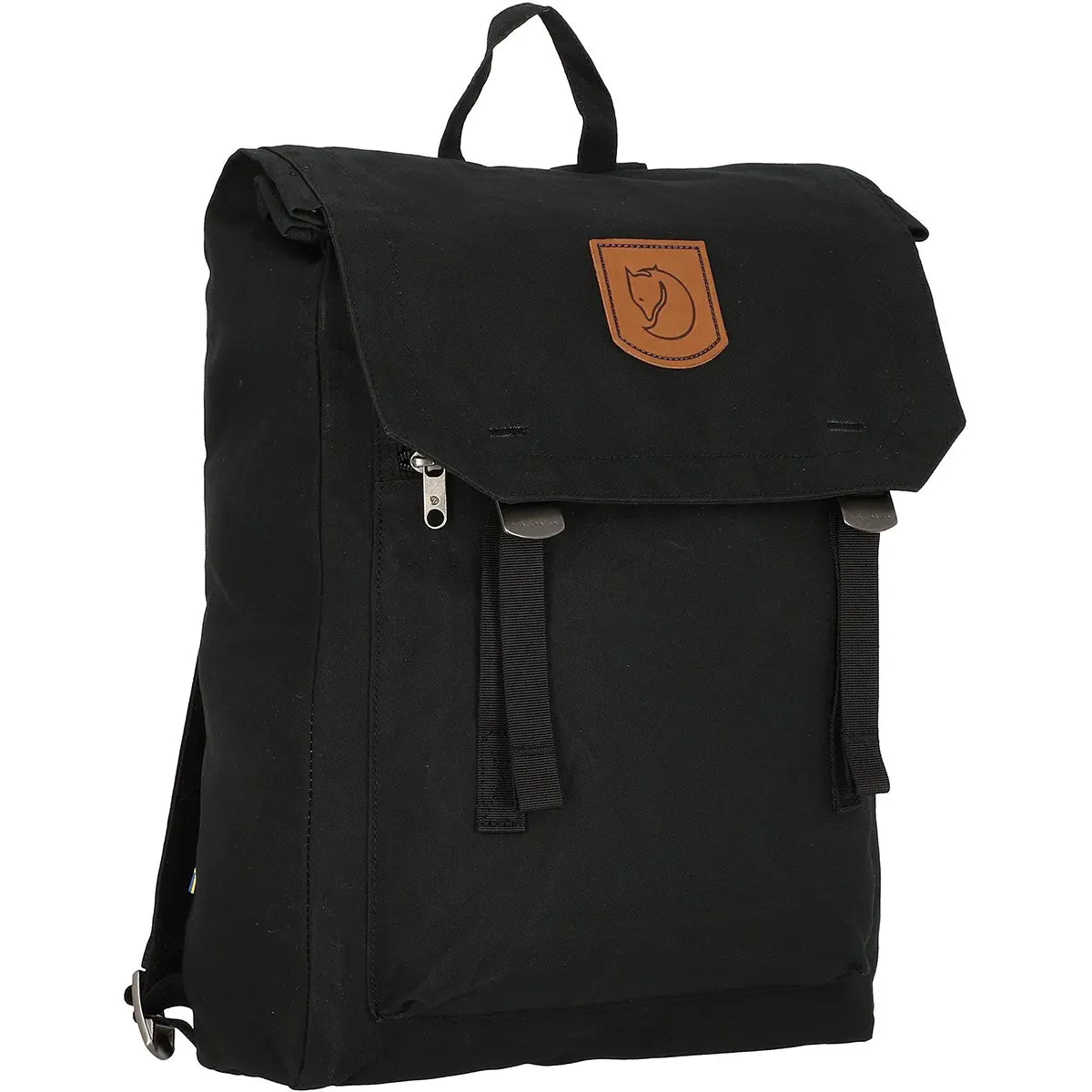 Der Fjällräven Totepack No. 1 Rücksack in Schwarz verfügt über einen Klappenverschluss, ein braunes Logo-Patch und ein Laptopfach - ideal für den täglichen Gebrauch und inspiriert vom klassischen Fjällräven-Design.