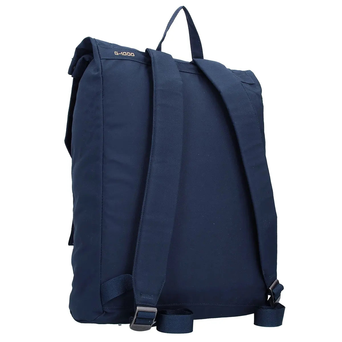 Der Fjällräven Totepack No. 1 Rücksack in blau ist ein minimalistischer Tagesrucksack mit verstellbaren, gepolsterten Schultergurten, einem Tragegriff an der Oberseite und einem integrierten Laptopfach (von hinten).