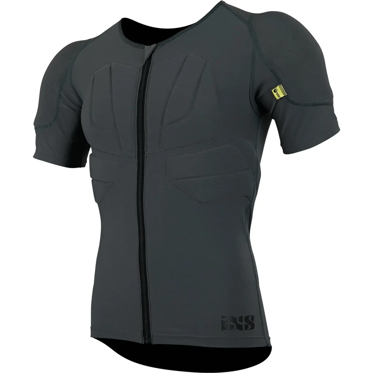 Das IXS Sports Division Carve Jersey Oberkörperschutz in grau (Größe XS/S) ist ein kurzärmeliges Schutzshirt mit Frontreißverschluss, dezentem Logo und integriertem Rücken- und Schulterschutz für optimalen Enduro-Oberkörperschutz.