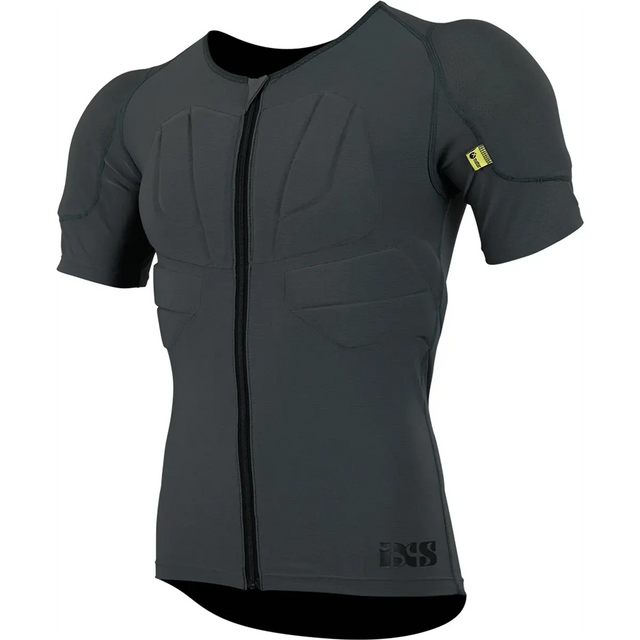 Das IXS Sports Division Carve Jersey Oberkörperschutz in grau (Größe XS/S) ist ein kurzärmeliges Schutzshirt mit Frontreißverschluss, dezentem Logo und integriertem Rücken- und Schulterschutz für optimalen Enduro-Oberkörperschutz.