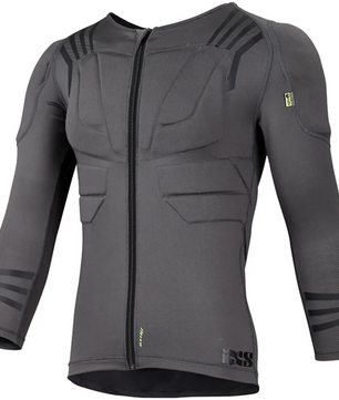 Der IXS Sports Division Trigger Oberkörperschutz in Größe M, grau, von IXS bietet zuverlässigen Oberkörperschutz mit schwarzen Akzenten und einem Frontreißverschluss - ideal für Enduro-Abenteuer.