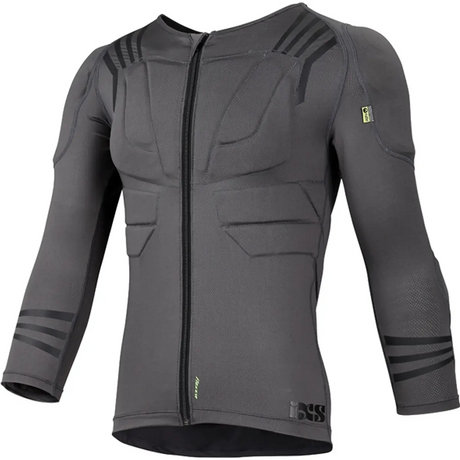 Der IXS Sports Division Trigger Oberkörperschutz in Größe M, grau, von IXS bietet zuverlässigen Oberkörperschutz mit schwarzen Akzenten und einem Frontreißverschluss - ideal für Enduro-Abenteuer.