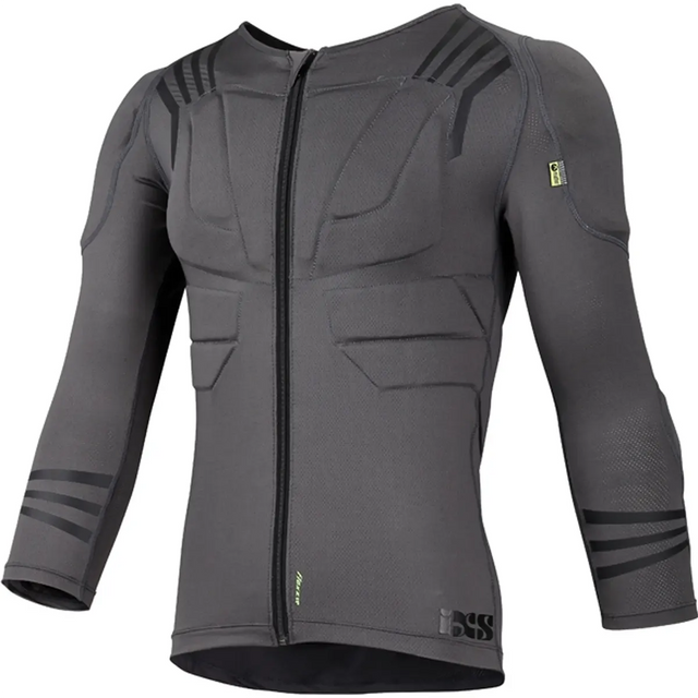 Der IXS Sports Division Trigger Oberkörperschutz in Größe M, grau, von IXS bietet zuverlässigen Oberkörperschutz mit schwarzen Akzenten und einem Frontreißverschluss - ideal für Enduro-Abenteuer.
