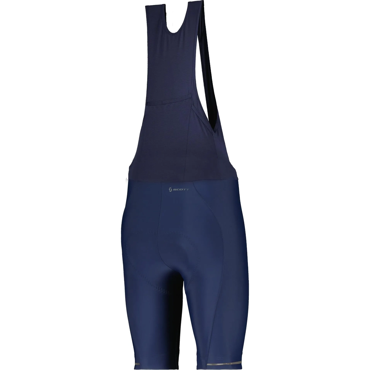 Die Scott Endurance +++ Bibshorts M's Fahrradhose in blau von Scott, entworfen für Langstreckenkomfort mit Schultergurten, wird auf einem schlichten weißen Hintergrund dargestellt.