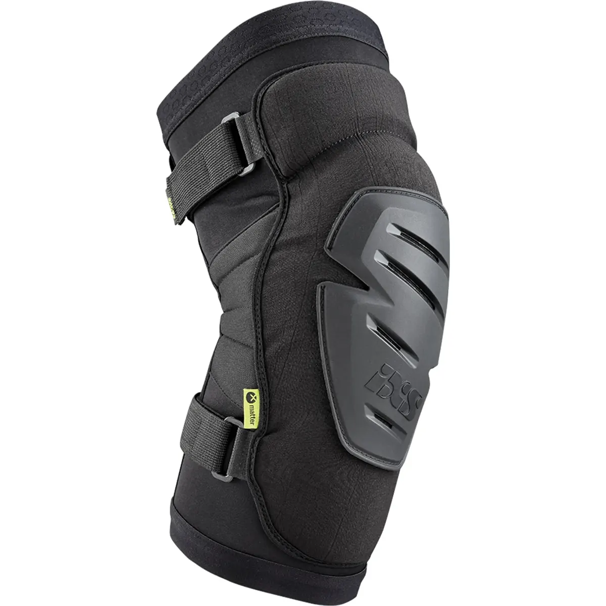 Der IXS Sports Division Carve EVO+ Race Knieschützer in Größe M, schwarz, verfügt über verstellbare Riemen und eine harte Frontschale für Aufprallschutz - ideal als Enduro- oder Hybrid-Knieschützer bei anspruchsvollen Fahrten.