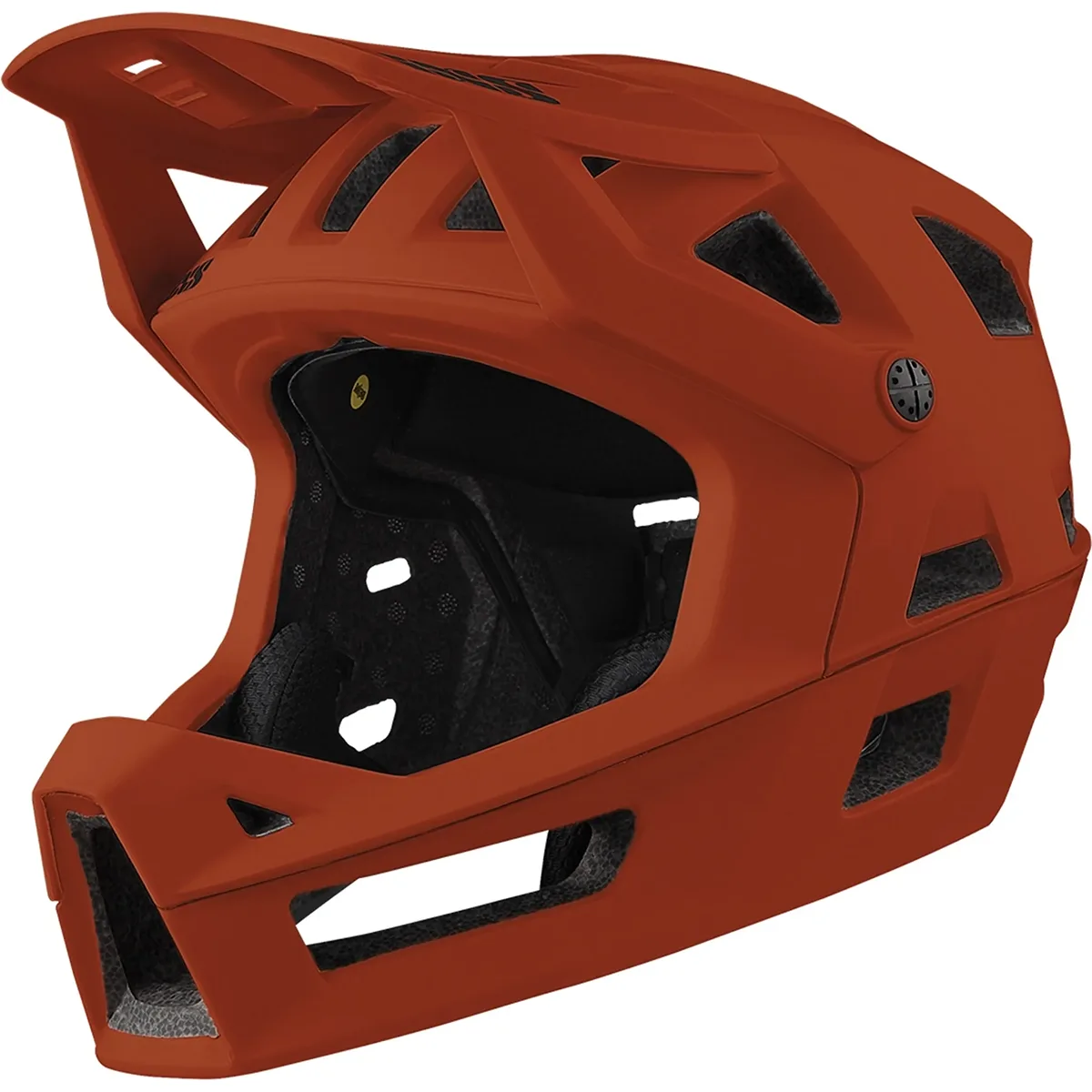Der IXS Trigger FF MTB-Helm Größe L/XL in orange zeichnet sich durch große Belüftungsöffnungen, ein kantiges Seitenprofil und fortschrittliche Inmould-Technologie für verbesserte Haltbarkeit aus.