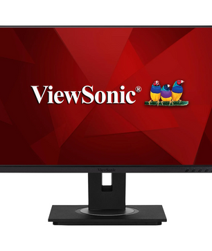 Der ViewSonic VG2448A-2 Monitor in Schwarz überzeugt als ergonomischer 24-Zoll-Full-HD-Monitor mit brillanter Bildqualität, komfortablem Arbeiten und dem farbenfrohen Vogel-Logo der Marke ViewSonic.