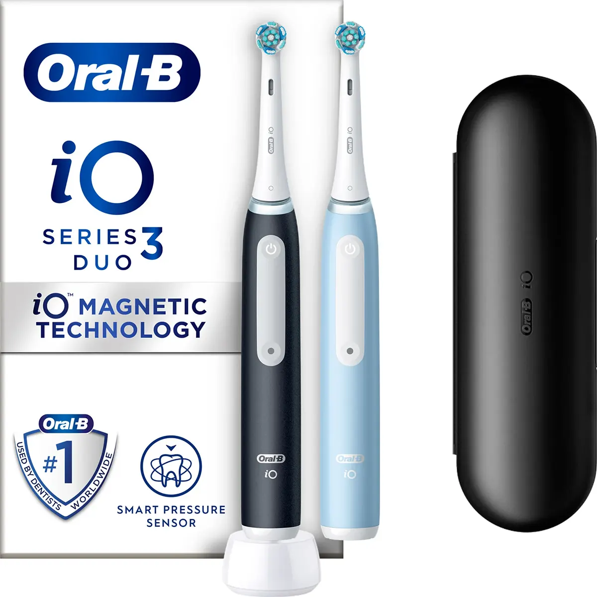 Oral-B iO Series 3N Duo Elektrische Zahnbürste - Matt Black/Ice Blue