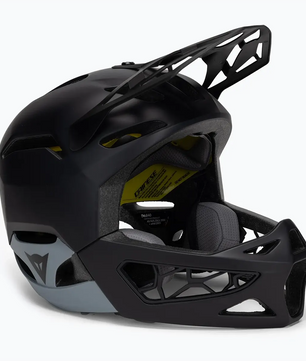 Der Dainese Linea 01 Fahrradhelm in Größe M/L - schwarz, von Dainese, ist ein stylischer Fullface-Helm mit großem Visier und offenem, kantigem Kinnschutz - ideal für Mountainbike- und Downhill-Abenteuer.