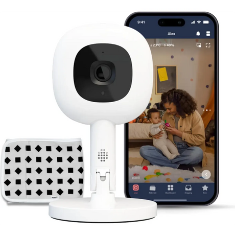 Das Nanit Pro mit Flex-Ständer von Nanit ist ein Babyphone in Weiß mit Kamera, Atemüberwachung, Schlaftracking und Sensorpad - bietet Live-Video auf dem Smartphone für maximale Sicherheit Ihres Babys.