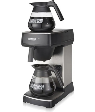 Die Bravilor Bonamat Novo Kaffeemaschine - schwarz mit zwei Glaskaraffen (oben und unten) ist eine ideale Büro Kaffeemaschine Lösung.