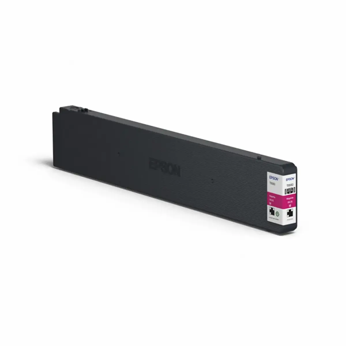 Die Epson-Tintenpatrone T8873 / C13T887300 in Magenta, die für den WorkForce Enterprise WF-C17590 entwickelt wurde, ist auf der rechten Seite vor weißem Hintergrund mit magentafarbenen und schwarzen Etiketten abgebildet und sorgt für eine lebendige Druckqualität.