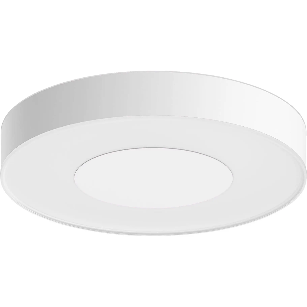Die Philips Hue Xamento LED-Deckenleuchte in Weiß ist eine runde, moderne, flache Deckenleuchte – ideal als LED-Badezimmer-Deckenleuchte für die Smart-Home-Beleuchtung von Philips.