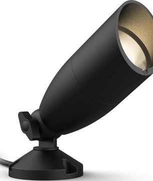 Der „WiZ Outdoor Ground Spot – schwarz“ von WiZ zeichnet sich durch eine konische Form aus, ist auf einem runden Sockel mit sichtbarem Kabel montiert und bietet intelligente LED-Gartenstrahler-Technologie für lebendiges, farbiges Licht in Ihren Außenbereichen.