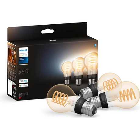 Philips Hue White Ambiance Filament A60 E27 3er-Pack Klar