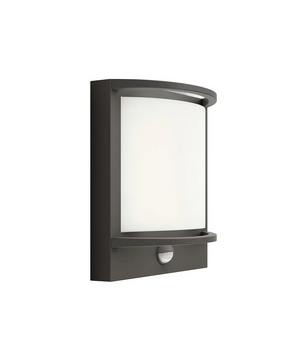 Die Philips Samondra LED-Außenwandleuchte in Schwarz besticht durch ein modernes, rechteckiges Design mit einer mattierten Scheibe und einem dunklen Rahmen. Dank ihrer Wetterfestigkeit von Philips eignet sie sich ideal für den Außenbereich.