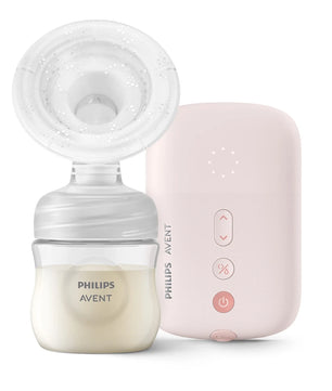 Die Philips Avent Elektrische Einzelmilchpumpe SCF395/01 von Philips sammelt Muttermilch dank Natural Motion Technologie bequem direkt in die angeschlossene Flasche.