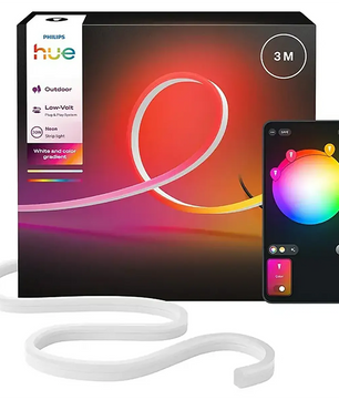 Philips Hue Neon Outdoor Lightstrip 3 m – weiß: Außenbeleuchtung von Philips mit Farbsteuerung über die Smart-Home-App auf dem Smartphone.