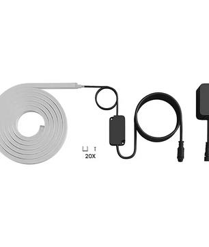Philips Hue Neon Gradient Outdoor Lightstrip – weiß: Enthält ein weißes, gewendeltes Lichterband, einen schwarzen Controller, ein Netzteil und 20 Befestigungsklammern – ideal für die Smart-Home-Beleuchtung und zur Schaffung einer lebendigen Atmosphäre in jedem Außenbereich von Philips.