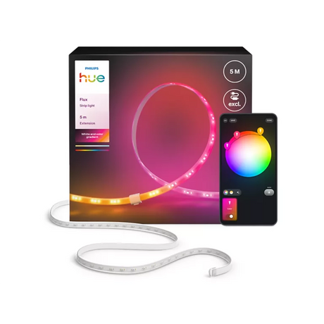 Philips Flux Gradient Lightstrip Verlängerung - weiß: Mit dieser Philips LED-Streifenverlängerung können Sie Ihre Beleuchtung ganz einfach anpassen. Sie ist Smart-Home-kompatibel und ermöglicht die Steuerung von Farbverläufen über Ihr Smartphone.