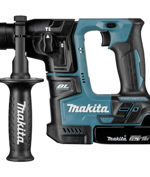 Makita DHR171RAJ Akku-Bohrhammer – blau: Kabelloser Bohrhammer von Makita aus der LXT-Serie mit SDS-PLUS, Seitengriff und 18-V-Akku.