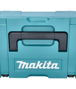 Blauer Makita-Werkzeugkoffer mit schwarzem Griff und weißem Makita-Logo auf der Vorderseite, speziell für den Makita DHR171RAJ Akku-Bohrhammer konzipiert.