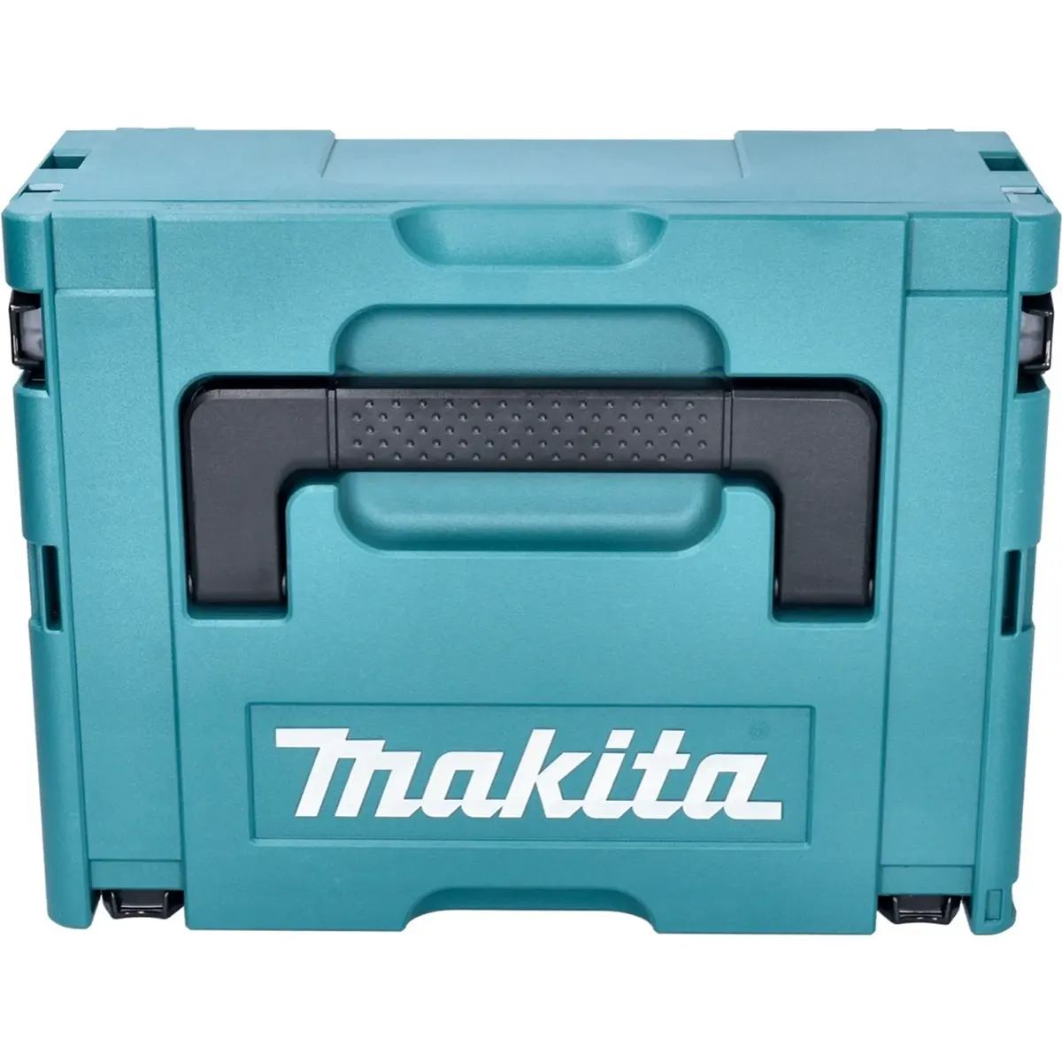 Blauer Makita-Werkzeugkoffer mit schwarzem Griff und weißem Makita-Logo auf der Vorderseite, speziell für den Makita DHR171RAJ Akku-Bohrhammer konzipiert.