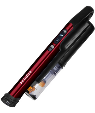 Ein roter Hitachi PV-XH 4 PL AR Akkusauger mit Green Light LED-Technologie vor weißem Hintergrund.