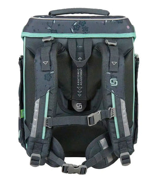 Das 9-teilige Schulranzen-Set "Mint Meadow" von Schneiders Ergolite zeichnet sich durch ein dunkelgraues, leichtes Design mit gepolsterten, verstellbaren Schultergurten und floralen Mustern auf der oberen Klappe aus, die für einen ergonomischen Stil sorgen.