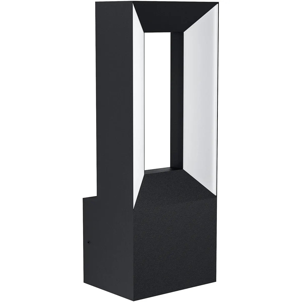 Die EGLO RIFORANO LED-Außenwandleuchte – schwarz von EGLO besticht durch ein modernes, schwarz-weißes geometrisches Design mit einem rechteckigen, hohlen Mittelteil und ist damit die ideale Wahl für stilvolle Außenbeleuchtung.