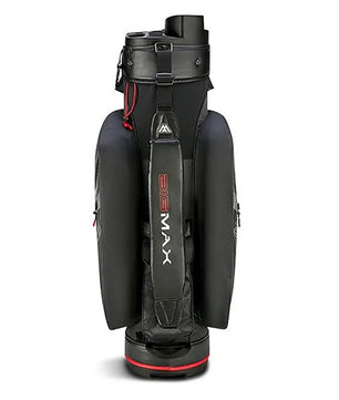 Die BIG MAX AQUA Silencio 4 Cartbag Golftasche in schwarz bietet wasserdichten Schutz, gepolsterte Seitenfächer, Silent Organizer Top und markantes BIG MAX Branding - für stilvolle Organisation auf dem Golfplatz.